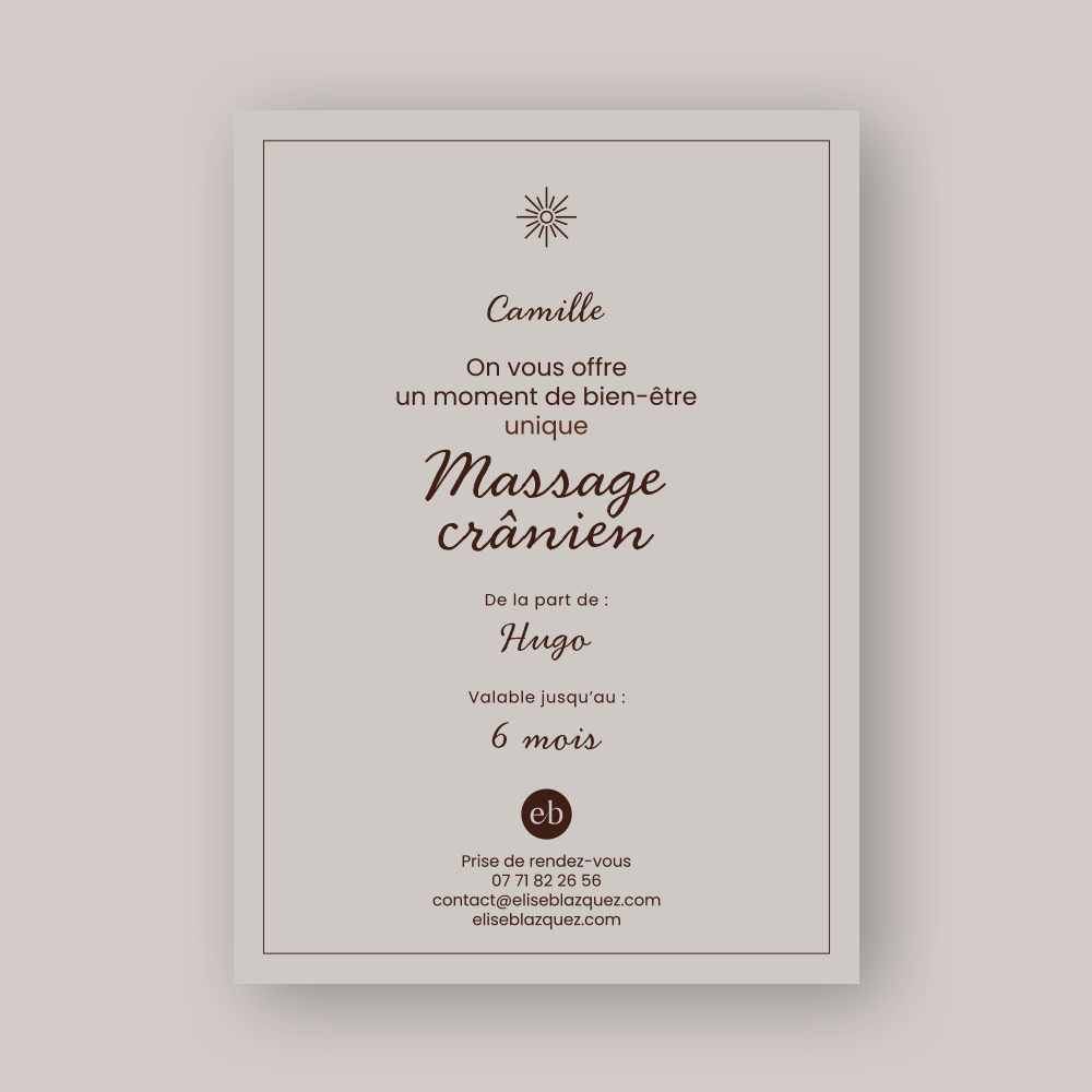 Carte cadeau massage crânien