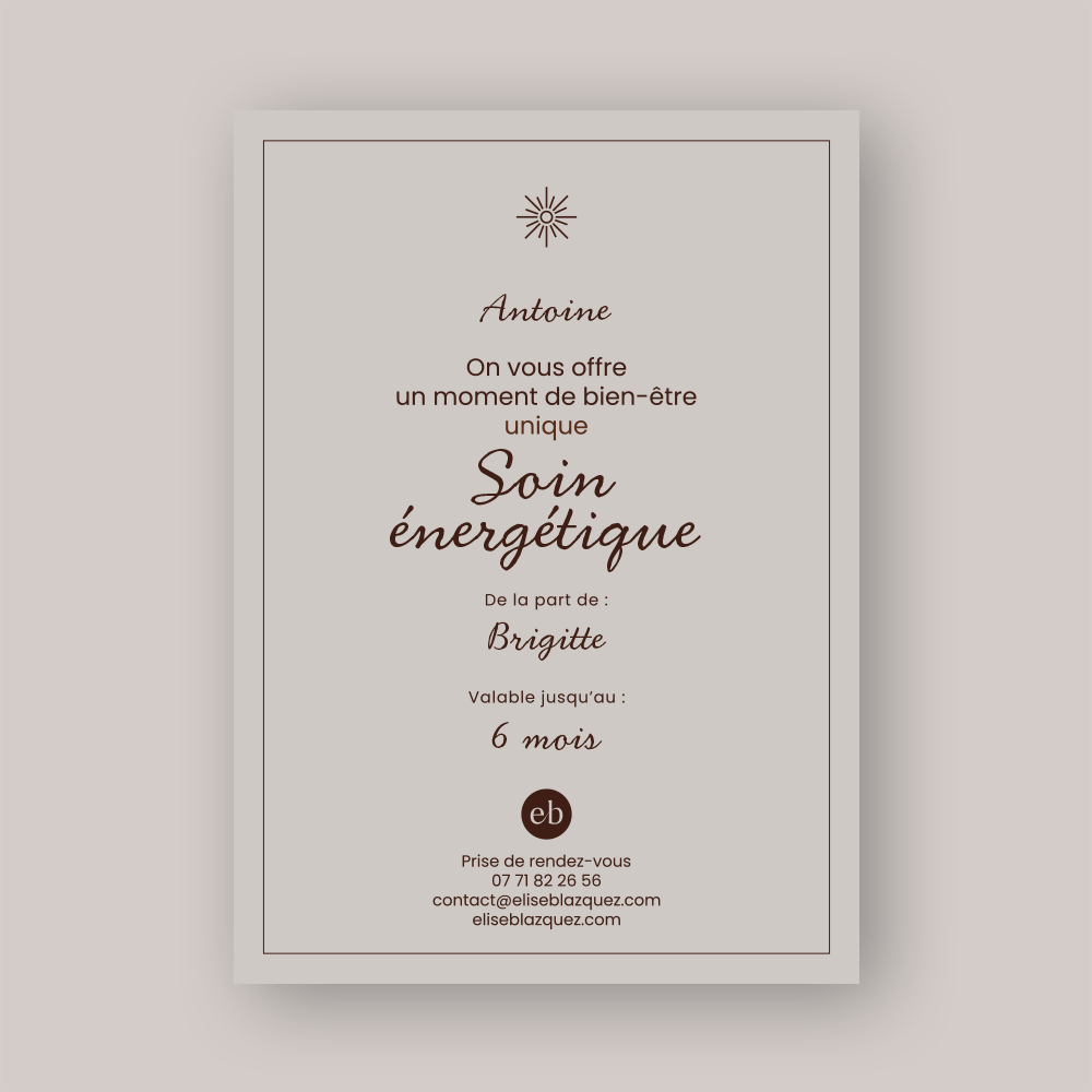 Carte cadeau soin énergétique