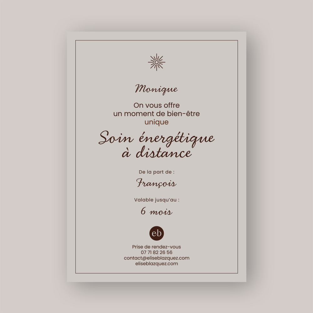 Carte cadeau soin énergétique à distance